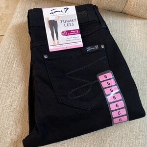 Seven7 High Rise Tummy Less & Control Lightweight Black Women Jean Leggings Sz 6